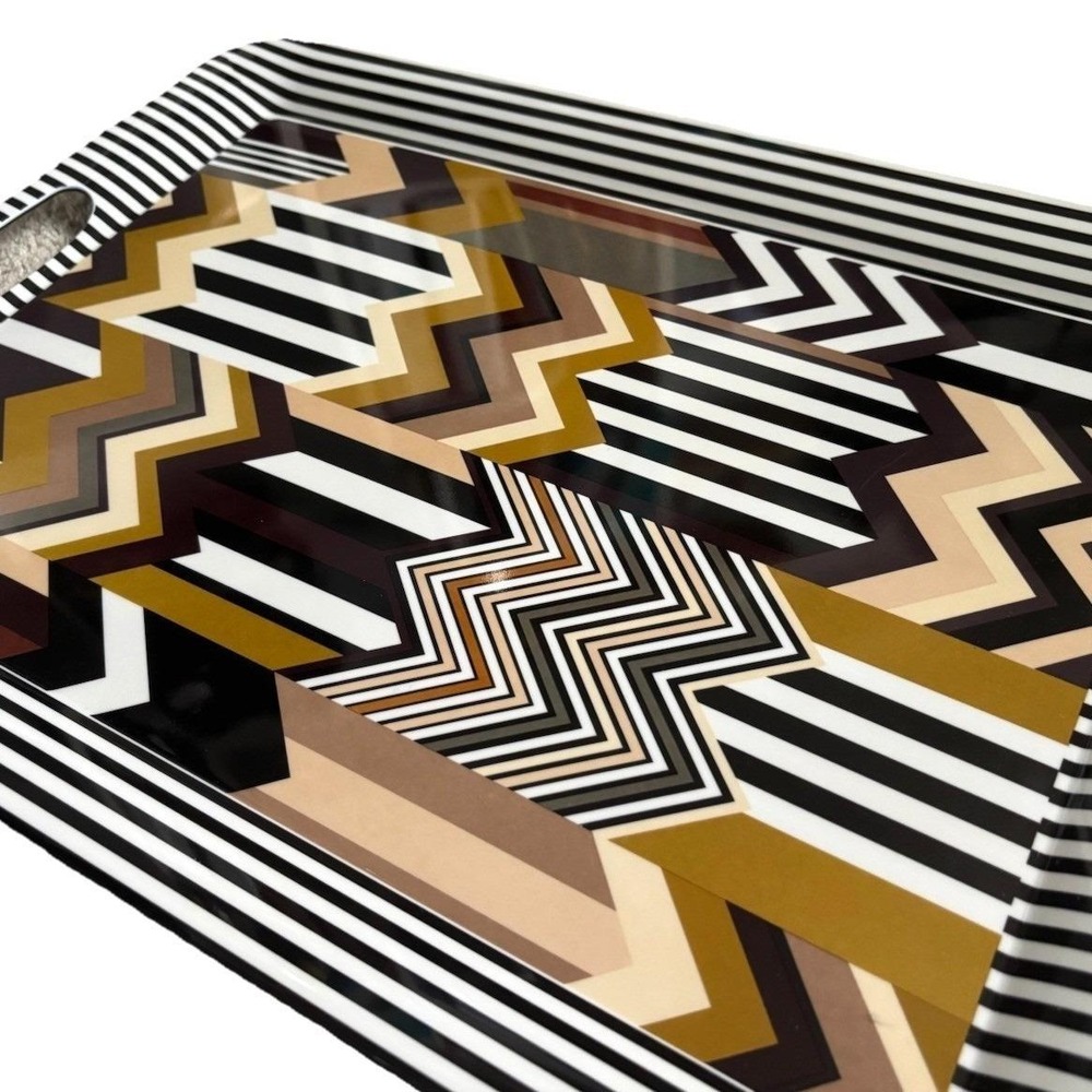 Missoni Target Zig Zag Chevron Serving Tray Large 20" Brown Black Designer Party - Picture 5 of 9